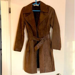 Petite quality leather belted jacket. Size 42